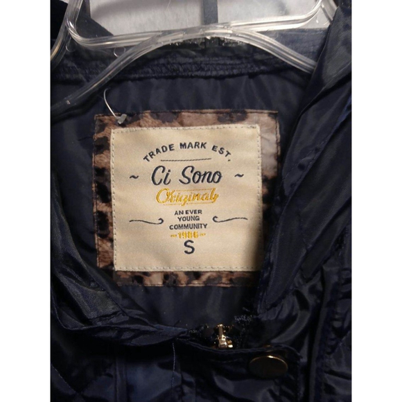Women's Ci Sono by Journee Collection Quilted Hooded Jacket, Navy Size S (JC64) - Picture 3 of 9